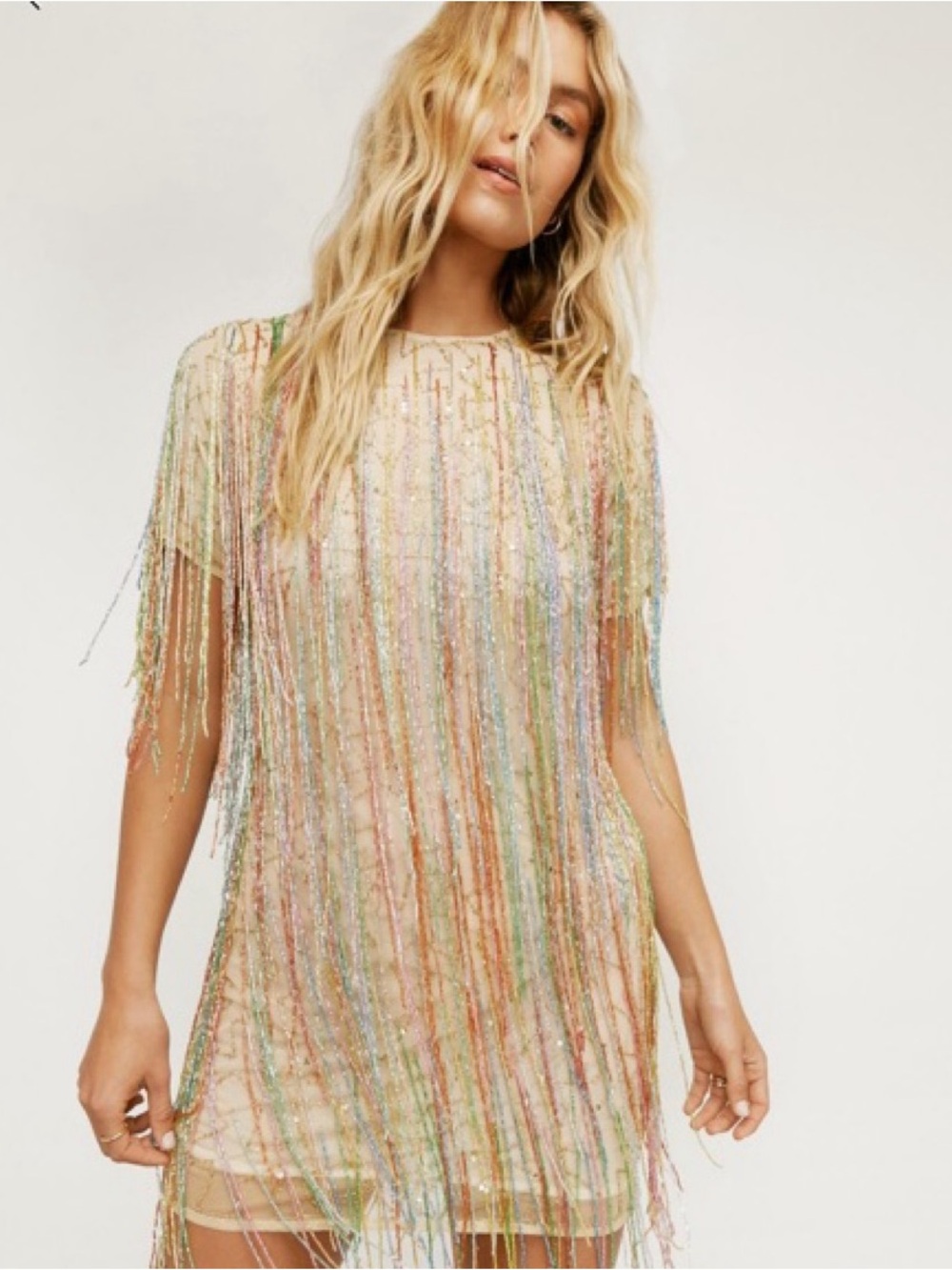 Nasty Gal Beaded Mini Shift Dress - Picture 2 of 6